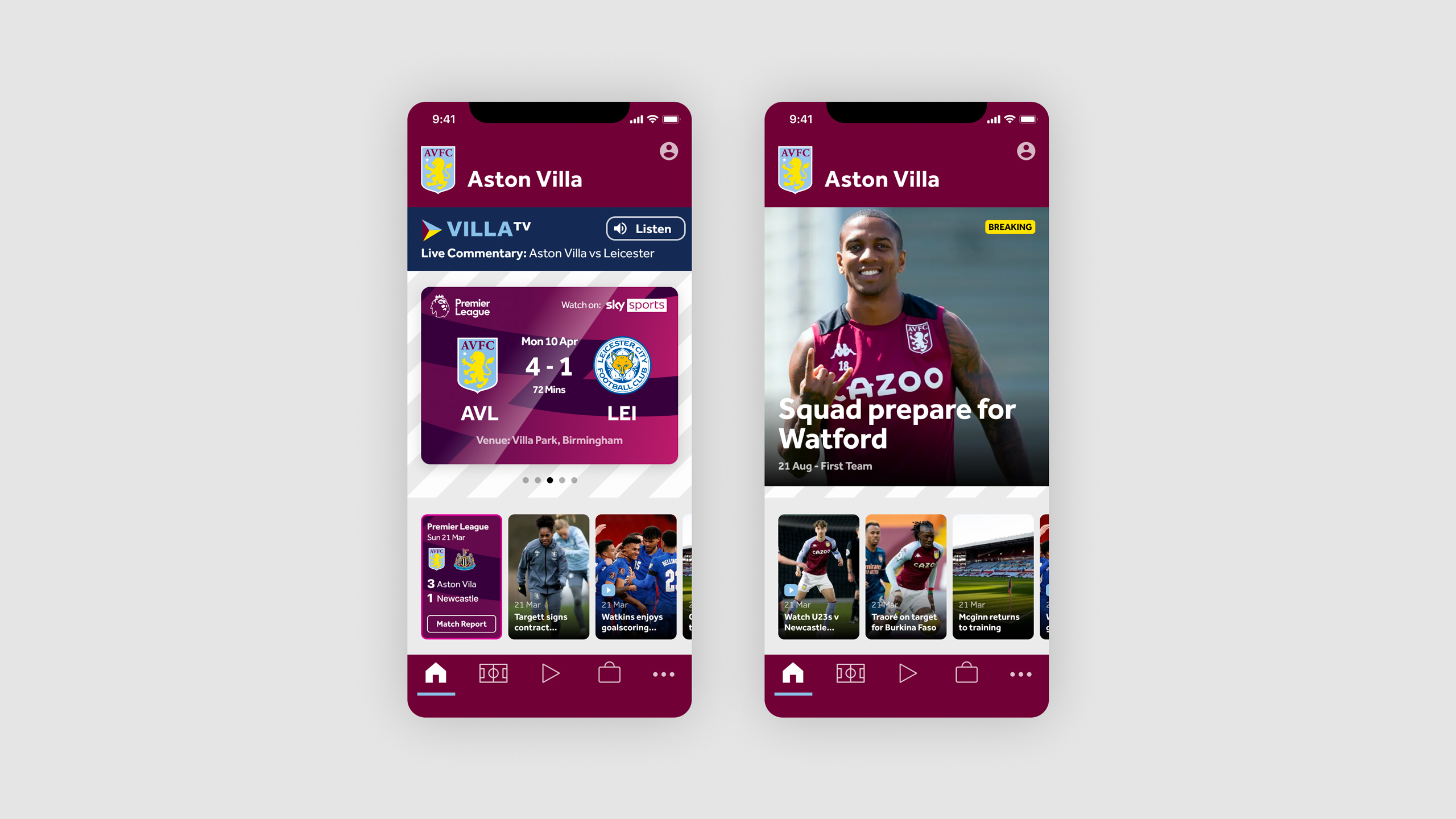 Aston Villa Home Screen
