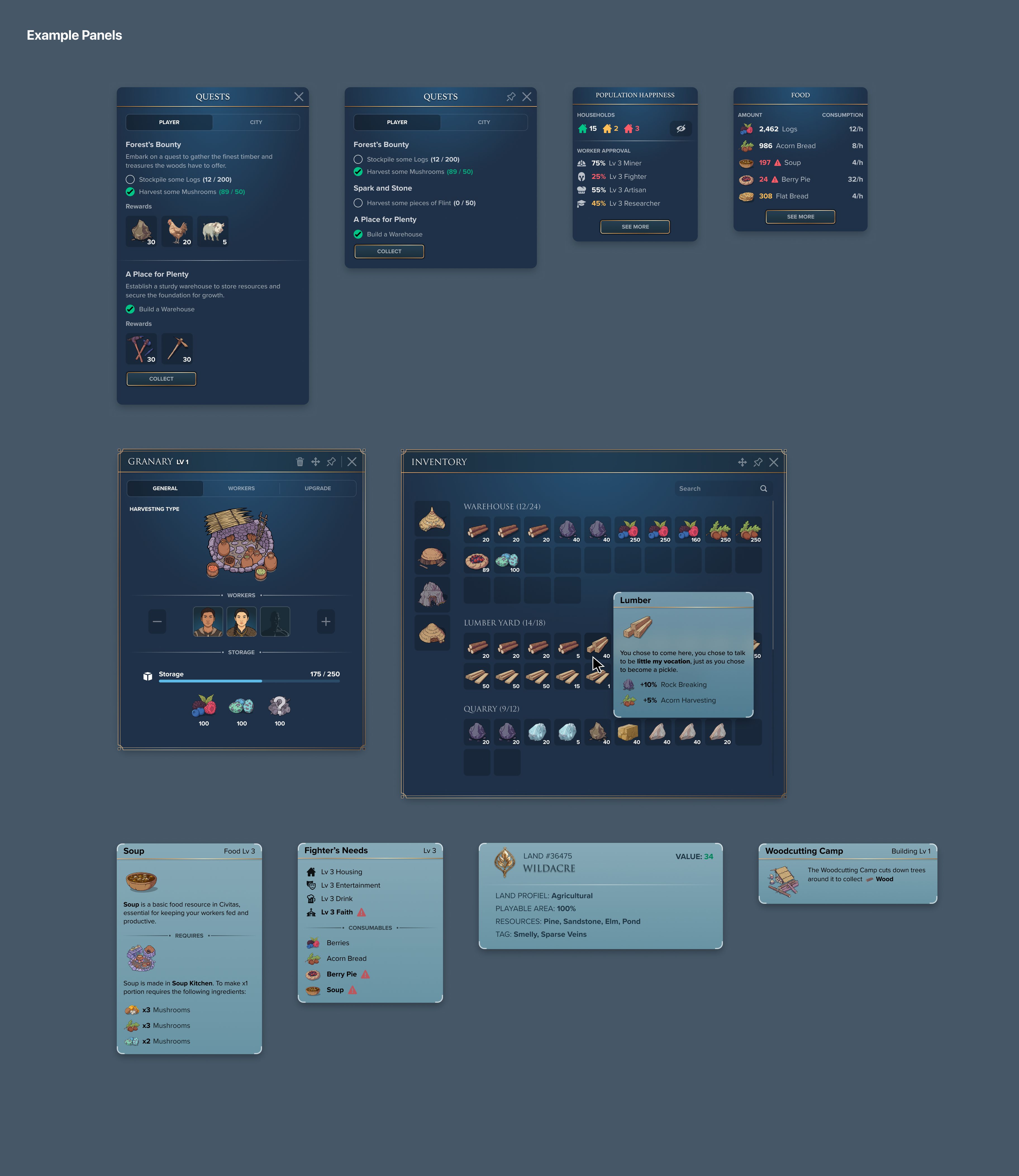 Civitas Panels and Tooltips